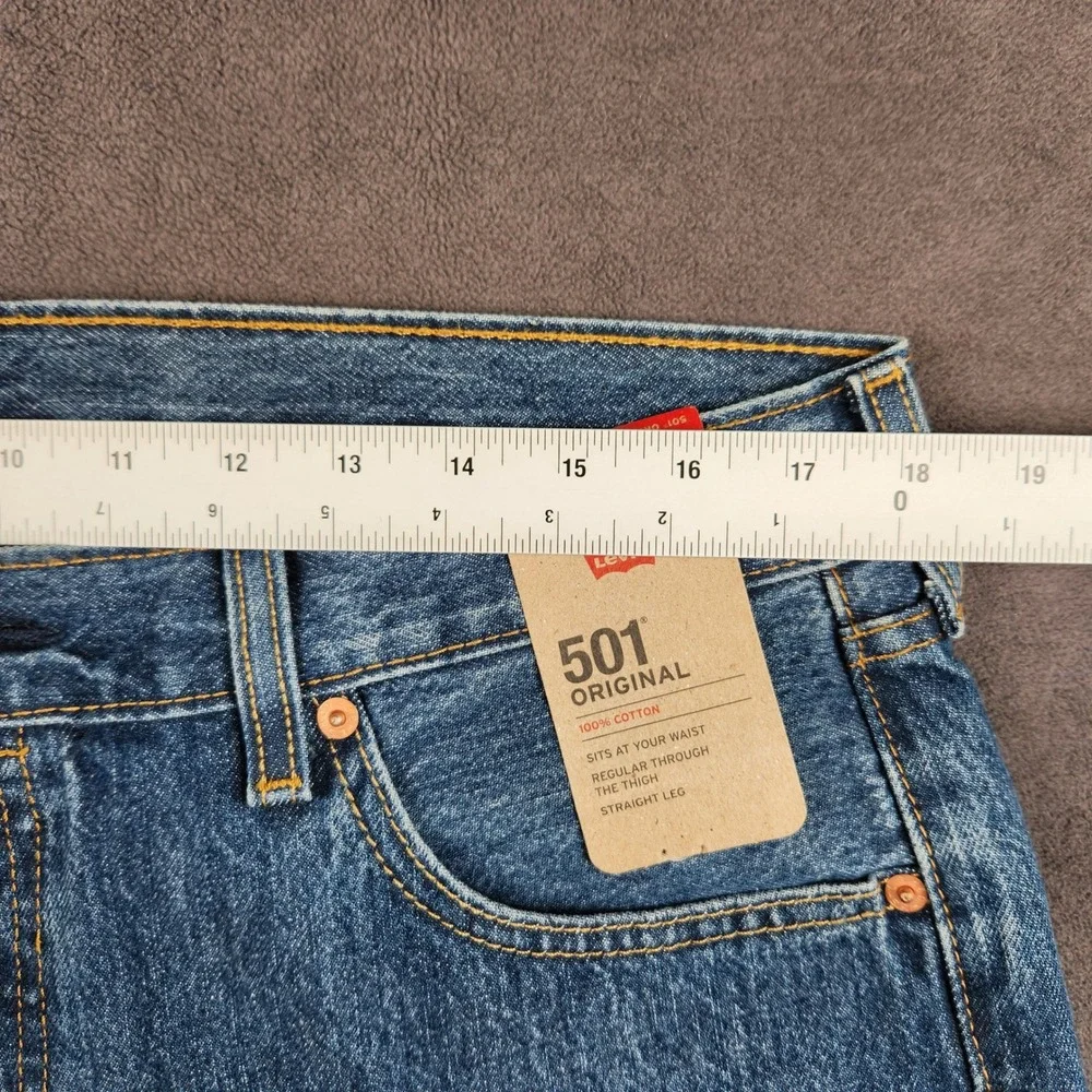 Levis 501 Original‎ Jeans Mens 36x30 Blue Dark Wash Straight Leg Button Fly NEW
